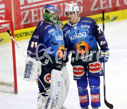 EBEL. Eishockey Bundesliga. EC VSV gegen SAPA Fehervar AV19. Thomas Hoeneckl, Klemen Pretnar (VSV). Villach, am 31.10..2013.
Foto: Kuess 


---
pressefotos, pressefotografie, kuess, qs, qspictures, sport, bild, bilder, bilddatenbank