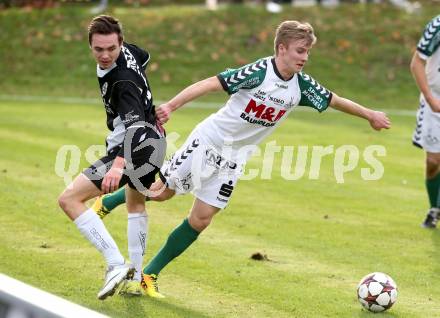 Fussball Kaerntner Liga. SV Feldkirchen/Oberglan gegen SV Spittal/Drau. Michael Groinig, (Feldkirchen/Oberglan),  Thomas Lagler  (Spiital). Feldkirchen, am 2.11.2013.
Foto: Kuess
---
pressefotos, pressefotografie, kuess, qs, qspictures, sport, bild, bilder, bilddatenbank