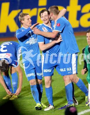 Fussball Bundesliga. RZ Pellets WAC gegen SV Scholz Groedig. Torjubel Tadej Trdina (Groedig). Wolfsberg, 2.11.2013.
Foto: Kuess

---
pressefotos, pressefotografie, kuess, qs, qspictures, sport, bild, bilder, bilddatenbank