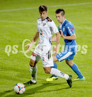 Fussball Bundesliga. RZ Pellets WAC gegen SV Scholz Groedig. Gernot Suppan, (WAC), Marvin Potzmann (Groedig). Wolfsberg, 2.11.2013.
Foto: Kuess

---
pressefotos, pressefotografie, kuess, qs, qspictures, sport, bild, bilder, bilddatenbank