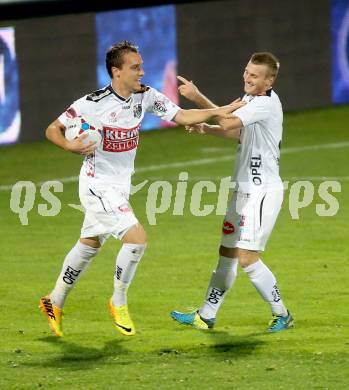 Fussball Bundesliga. RZ Pellets WAC gegen SV Scholz Groedig. Torjubel Michael Liendl, Manuel Kerhe (WAC). Wolfsberg, 2.11.2013.
Foto: Kuess

---
pressefotos, pressefotografie, kuess, qs, qspictures, sport, bild, bilder, bilddatenbank