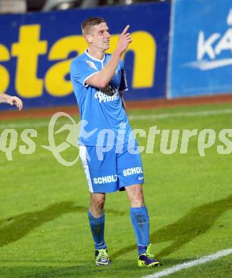 Fussball Bundesliga. RZ Pellets WAC gegen SV Scholz Groedig. Torjubel Tadej Trdina(Groedig). Wolfsberg, 2.11.2013.
Foto: Kuess

---
pressefotos, pressefotografie, kuess, qs, qspictures, sport, bild, bilder, bilddatenbank