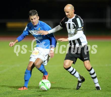 Fussball Regionalliga. VSV gegen LASK. Sandro Ebner, VSV), Wolfgang Klapf( (LASK). Villach, 31.10.2013.
Foto: Kuess
---
pressefotos, pressefotografie, kuess, qs, qspictures, sport, bild, bilder, bilddatenbank