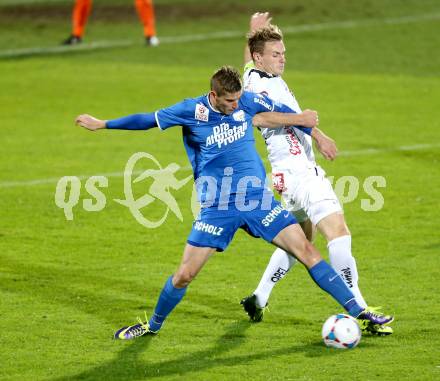 Fussball Bundesliga. RZ Pellets WAC gegen SV Scholz Groedig. Michael Sollbauer, (WAC), Tadej Trdina (Groedig). Wolfsberg, 2.11.2013.
Foto: Kuess

---
pressefotos, pressefotografie, kuess, qs, qspictures, sport, bild, bilder, bilddatenbank