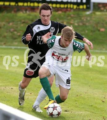 Fussball Kaerntner Liga. SV Feldkirchen/Oberglan gegen SV Spittal/Drau. Michael Groinig, (Feldkirchen/Oberglan),  Thomas Lagler  (Spiital).. Feldkirchen, am 2.11.2013.
Foto: Kuess
---
pressefotos, pressefotografie, kuess, qs, qspictures, sport, bild, bilder, bilddatenbank