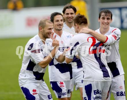 Fussball Regionalliga. SAK gegen KSV Amateure. Torjubel Darijo Biscan, Christian Dlopst, Martin Lenosek, Thomas Riedl, Andrej Pecnik (SAK). Welzenegg, am 3.11.2013.
Foto: Kuess
---
pressefotos, pressefotografie, kuess, qs, qspictures, sport, bild, bilder, bilddatenbank