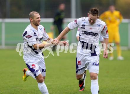 Fussball Regionalliga. SAK gegen KSV Amateure. Torjubel Darijo Biscan, Christian Dlopst (SAK). Welzenegg, am 3.11.2013.
Foto: Kuess
---
pressefotos, pressefotografie, kuess, qs, qspictures, sport, bild, bilder, bilddatenbank