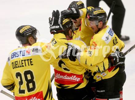 EBEL. Eishockey Bundesliga. EC VSV gegen UPC Vienna Capitals. Torjubel Caps. Villach, am 3.11.2013.
Foto: Kuess 


---
pressefotos, pressefotografie, kuess, qs, qspictures, sport, bild, bilder, bilddatenbank