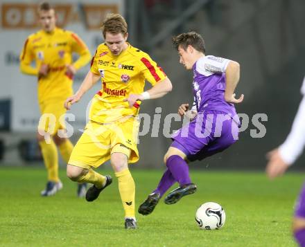 Fussball Regionalliga. SK Austria klagenfurt gegen KSV Amateure. Fabian Miesenboeck, (Austria Klagenfurt), Florian Stadler (KSV Amateure). Klagenfurt, 8.11.2013.
Foto: Kuess
---
pressefotos, pressefotografie, kuess, qs, qspictures, sport, bild, bilder, bilddatenbank