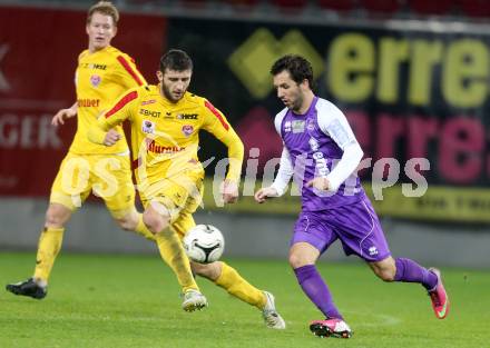 Fussball Regionalliga. SK Austria klagenfurt gegen KSV Amateure. Sandro Zakany, (Austria Klagenfurt), Argzim Redzovic  (KSV Amateure). Klagenfurt, 8.11.2013.
Foto: Kuess
---
pressefotos, pressefotografie, kuess, qs, qspictures, sport, bild, bilder, bilddatenbank