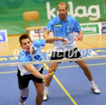 Badminton Bundesliga. ASKOE Kelag Kaernten gegen Moedling. Paul Demmelmayer, Michael Trojan. Klagenfurt, 9.11.2013.
Foto: Kuess
---
pressefotos, pressefotografie, kuess, qs, qspictures, sport, bild, bilder, bilddatenbank