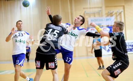 Handball HLA. SC Ferlach gegen Bregenz. Izudin Mujanovic,  (Ferlach),  Claudio Lamprecht, Marian klopcic (Bregenz). Ferlach, 9.11.2013.
Foto: Kuess
---
pressefotos, pressefotografie, kuess, qs, qspictures, sport, bild, bilder, bilddatenbank