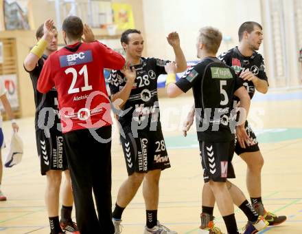 Handball HLA. SC Ferlach gegen Bregenz. Jubel Bregenz. Ferlach, 9.11.2013.
Foto: Kuess
---
pressefotos, pressefotografie, kuess, qs, qspictures, sport, bild, bilder, bilddatenbank