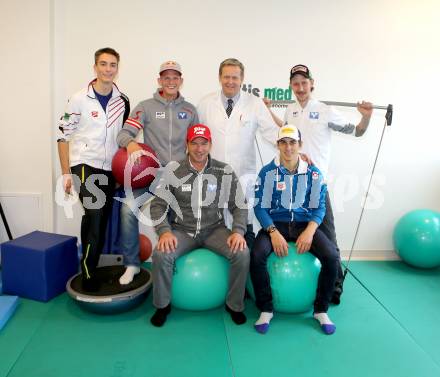 Schi Nordisch. Schispringen, Nordische Kombination. Pressekonferenz. Philipp Kuttin, Thomas Morgenstern, Georg Lajtai, Martin Koch, Alex Pointner, Tomaz Druml. OESV. Klagenfurt, 11.11.2013.
Foto: Kuess
---
pressefotos, pressefotografie, kuess, qs, qspictures, sport, bild, bilder, bilddatenbank