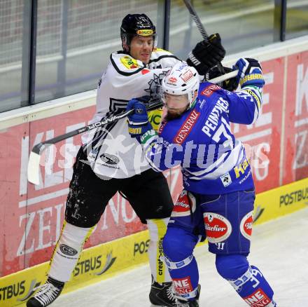 EBEL. Eishockey Bundesliga. EC VSV gegen Dornbirner Eishockey Club.  Markus Peintner, (VSV), Jonathan D Aversa (Dornbirn). Villach, am 13.11.2013.
Foto: Kuess 


---
pressefotos, pressefotografie, kuess, qs, qspictures, sport, bild, bilder, bilddatenbank