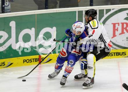 EBEL. Eishockey Bundesliga. EC VSV gegen Dornbirner Eishockey Club.  Patrick Platzer, (VSV), Jonathan D Aversa (Dornbirn). Villach, am 13.11.2013.
Foto: Kuess 


---
pressefotos, pressefotografie, kuess, qs, qspictures, sport, bild, bilder, bilddatenbank