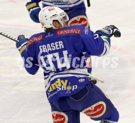 EBEL. Eishockey Bundesliga. EC VSV gegen Dornbirner Eishockey Club.  Torjubel Curtis Fraser (VSV). Villach, am 13.11.2013.
Foto: Kuess 


---
pressefotos, pressefotografie, kuess, qs, qspictures, sport, bild, bilder, bilddatenbank