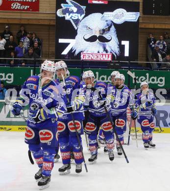 EBEL. Eishockey Bundesliga. EC VSV gegen Dornbirner Eishockey Club.  Jubel  (VSV). Villach, am 13.11.2013.
Foto: Kuess 


---
pressefotos, pressefotografie, kuess, qs, qspictures, sport, bild, bilder, bilddatenbank