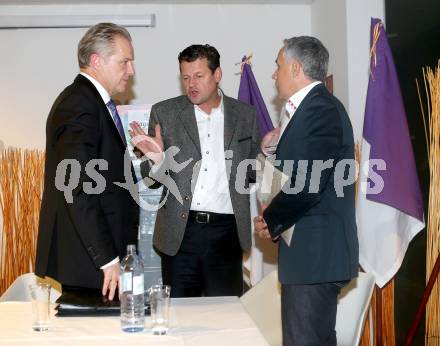 Fussball Regionalliga. Informationsveranstaltung die Zukunft der SK Austria Klagenfurt.  Peter Svetits, Buergermeister Christian Scheider, Stadtrat Juergen Pfeiler. Klagenfurt, am 21.11.2013.
Foto: Kuess
---
pressefotos, pressefotografie, kuess, qs, qspictures, sport, bild, bilder, bilddatenbank