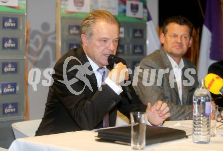 Fussball Regionalliga. Informationsveranstaltung die Zukunft der SK Austria Klagenfurt.  Peter Svetits, Buergermeister Christian Scheider. Klagenfurt, am 21.11.2013.
Foto: Kuess
---
pressefotos, pressefotografie, kuess, qs, qspictures, sport, bild, bilder, bilddatenbank