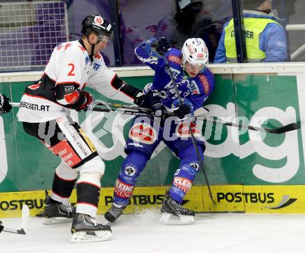 EBEL. Eishockey Bundesliga. EC VSV gegen HC TWK Innsbruck. Marius Goeringer, (VSV), Marek Malik  (Innsbruck). Villach, am 22.11.2013.
Foto: Kuess 


---
pressefotos, pressefotografie, kuess, qs, qspictures, sport, bild, bilder, bilddatenbank