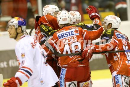 EBEL. Eishockey Bundesliga. KAC gegen EC Red Bull Salzburg.  Torjubel  (KAC). Klagenfurt, am 22.11.2013
Foto: Kuess 

---
pressefotos, pressefotografie, kuess, qs, qspictures, sport, bild, bilder, bilddatenbank