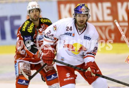 EBEL. Eishockey Bundesliga. KAC gegen EC Red Bull Salzburg. Martin Schumnig, (KAC), Andreas Noedl  (Salzburg). Klagenfurt, am 22.11.2013
Foto: Kuess 

---
pressefotos, pressefotografie, kuess, qs, qspictures, sport, bild, bilder, bilddatenbank