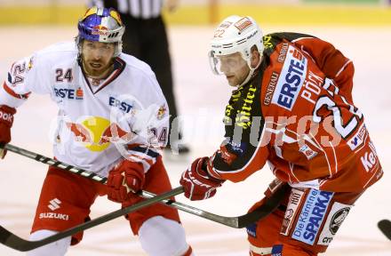 EBEL. Eishockey Bundesliga. KAC gegen EC Red Bull Salzburg. Thomas Poeck, (KAC), Andreas Noedl  (Salzburg). Klagenfurt, am 22.11.2013
Foto: Kuess 

---
pressefotos, pressefotografie, kuess, qs, qspictures, sport, bild, bilder, bilddatenbank