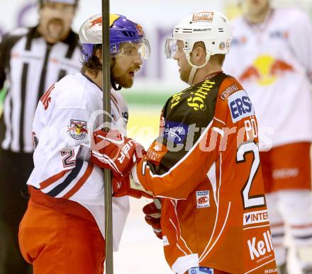 EBEL. Eishockey Bundesliga. KAC gegen EC Red Bull Salzburg. Thomas Poeck, (KAC), Andreas Noedl  (Salzburg). Klagenfurt, am 22.11.2013
Foto: Kuess 

---
pressefotos, pressefotografie, kuess, qs, qspictures, sport, bild, bilder, bilddatenbank