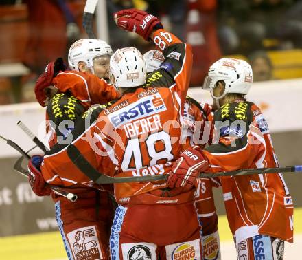 EBEL. Eishockey Bundesliga. KAC gegen EC Red Bull Salzburg. Torjubel  (KAC). Klagenfurt, am 22.11.2013
Foto: Kuess 

---
pressefotos, pressefotografie, kuess, qs, qspictures, sport, bild, bilder, bilddatenbank