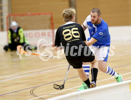 Floorball Bundesliga. VSV Unihockey gegen TVZ Wikings Zell am See. Joe Leurer,  (VSV). Villach, am 24.11.2013.
Foto: Kuess
---
pressefotos, pressefotografie, kuess, qs, qspictures, sport, bild, bilder, bilddatenbank