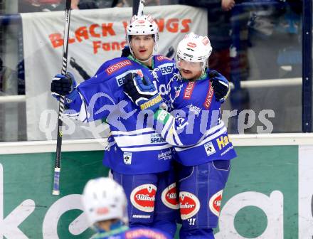 EBEL. Eishockey Bundesliga. EC VSV gegen EHC LIWEST Linz. Torjubel Mario Altmann, Curtis Fraser (VSV). Villach, am 24.11.2013.
Foto: Kuess 


---
pressefotos, pressefotografie, kuess, qs, qspictures, sport, bild, bilder, bilddatenbank