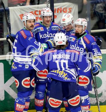 EBEL. Eishockey Bundesliga. EC VSV gegen EHC LIWEST Linz. Torjubel Mario Altmann, Curtis Fraser, Scott Hotham, Brock McBride, Markus Peintner (VSV). Villach, am 24.11.2013.
Foto: Kuess 


---
pressefotos, pressefotografie, kuess, qs, qspictures, sport, bild, bilder, bilddatenbank