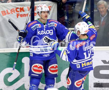 EBEL. Eishockey Bundesliga. EC VSV gegen EHC LIWEST Linz. Torjubel Mario Altmann, Curtis Fraser (VSV). Villach, am 24.11.2013.
Foto: Kuess 


---
pressefotos, pressefotografie, kuess, qs, qspictures, sport, bild, bilder, bilddatenbank