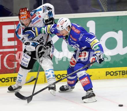 EBEL. Eishockey Bundesliga. EC VSV gegen EHC LIWEST Linz. Daniel Nageler,  (VSV), Jason Ulmer (Linz). Villach, am 24.11.2013.
Foto: Kuess 


---
pressefotos, pressefotografie, kuess, qs, qspictures, sport, bild, bilder, bilddatenbank