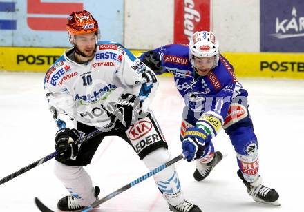 EBEL. Eishockey Bundesliga. EC VSV gegen EHC LIWEST Linz. Derek Ryan,  (VSV), Marc-Andre Dorion (Linz). Villach, am 24.11.2013.
Foto: Kuess 


---
pressefotos, pressefotografie, kuess, qs, qspictures, sport, bild, bilder, bilddatenbank