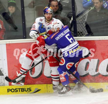 EBEL. Eishockey Bundesliga. EC VSV gegen EC Red Bull Salzburg. UNTERLUGGAUER Gerhard (VSV), LATUSA Manuel (Salzburg). Villach, am 1.12.2013.
Foto: Kuess 


---
pressefotos, pressefotografie, kuess, qs, qspictures, sport, bild, bilder, bilddatenbank