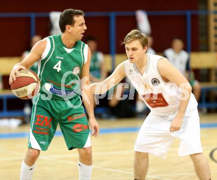 Basketball 2. Bundesliga. Woerthersee Piraten gegen BK Mattersburg Rocks. Felix Huber (Piraten), Joey Vickery  (Mattersburg). Klagenfurt, am 30.11.2013.
Foto: Kuess
---
pressefotos, pressefotografie, kuess, qs, qspictures, sport, bild, bilder, bilddatenbank