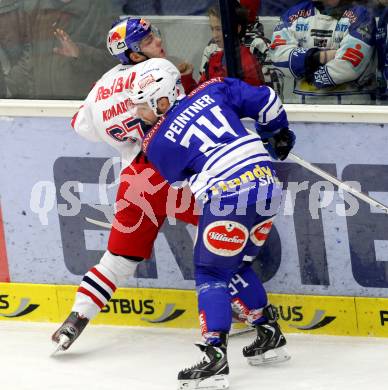 EBEL. Eishockey Bundesliga. EC VSV gegen EC Red Bull Salzburg. PEINTNER Markus (VSV), KOMAREK Konstantin (Salzburg). Villach, am 1.12.2013.
Foto: Kuess 


---
pressefotos, pressefotografie, kuess, qs, qspictures, sport, bild, bilder, bilddatenbank