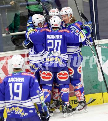 EBEL. Eishockey Bundesliga. EC VSV gegen EC Red Bull Salzburg. torjubel PETRIK Benjamin (VSV). Villach, am 1.12.2013.
Foto: Kuess 


---
pressefotos, pressefotografie, kuess, qs, qspictures, sport, bild, bilder, bilddatenbank