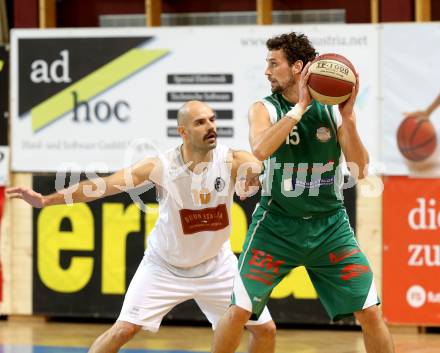 Basketball 2. Bundesliga. Woerthersee Piraten gegen BK Mattersburg Rocks. Joachim Buggelsheim (Piraten), Paul Eder (Mattersburg). Klagenfurt, am 30.11.2013.
Foto: Kuess
---
pressefotos, pressefotografie, kuess, qs, qspictures, sport, bild, bilder, bilddatenbank