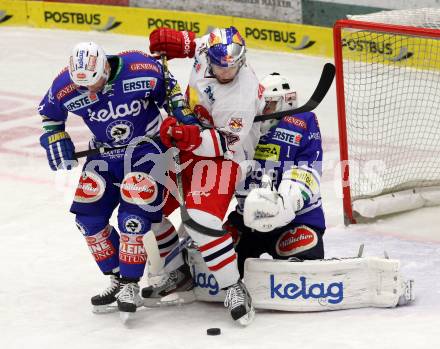 EBEL. Eishockey Bundesliga. EC VSV gegen EC Red Bull Salzburg. LAMOUREUX Jean Philippe, UNTERLUGGAUER Gerhard (VSV), NOEDL Andreas (Salzburg).. Villach, am 1.12.2013.
Foto: Kuess 


---
pressefotos, pressefotografie, kuess, qs, qspictures, sport, bild, bilder, bilddatenbank