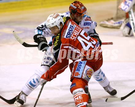 EBEL. Eishockey Bundesliga. KAC gegen EHC LIWEST Linz. David Schuller(KAC), Philipp Lukas (Linz). Klagenfurt, am 3.12.2013
Foto: Kuess 

---
pressefotos, pressefotografie, kuess, qs, qspictures, sport, bild, bilder, bilddatenbank