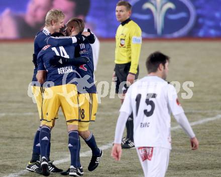 Fussball Bundesliga. RZ Pellets WAC gegen FC Red Bull Salzburg. Jubel Salzburg. Wolfsberg, 4.12.2013.
Foto: Kuess

---
pressefotos, pressefotografie, kuess, qs, qspictures, sport, bild, bilder, bilddatenbank