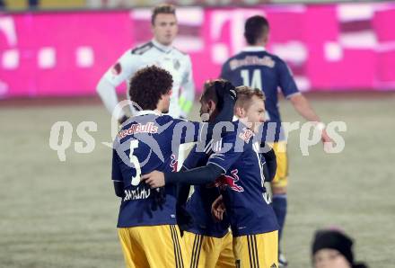 Fussball Bundesliga. RZ Pellets WAC gegen FC Red Bull Salzburg. Jubel Salzburg. Wolfsberg, 4.12.2013.
Foto: Kuess

---
pressefotos, pressefotografie, kuess, qs, qspictures, sport, bild, bilder, bilddatenbank