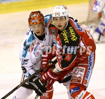 EBEL. Eishockey Bundesliga. KAC gegen EHC LIWEST Linz. Patrick Harand (KAC), Ulmer Jason (Linz). Klagenfurt, am 3.12.2013
Foto: Kuess 

---
pressefotos, pressefotografie, kuess, qs, qspictures, sport, bild, bilder, bilddatenbank