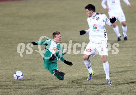 Fussball Bundesliga. RZ Pellets WAC gegen SK Rapid Wien. Roland Putsche, WAC), Dominik Starkl( (Rapid). Wolfsberg, 8.12.2013.
Foto: Kuess

---
pressefotos, pressefotografie, kuess, qs, qspictures, sport, bild, bilder, bilddatenbank