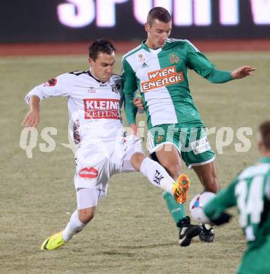 Fussball Bundesliga. RZ Pellets WAC gegen SK Rapid Wien. Michael Liendl,  (WAC), Dominik Wydra (Rapid). Wolfsberg, 8.12.2013.
Foto: Kuess

---
pressefotos, pressefotografie, kuess, qs, qspictures, sport, bild, bilder, bilddatenbank