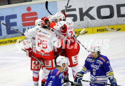 EBEL. Eishockey Bundesliga. EC VSV gegen HCB Suedtirol Bozen.  Torjubel (Bozen). Villach, am 10.12.2013.
Foto: Kuess 


---
pressefotos, pressefotografie, kuess, qs, qspictures, sport, bild, bilder, bilddatenbank