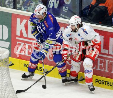 EBEL. Eishockey Bundesliga. EC VSV gegen HCB Suedtirol Bozen. Cole Jarrett, (VSV), Mathieau Beaudoin (Bozen). Villach, am 10.12.2013.
Foto: Kuess 


---
pressefotos, pressefotografie, kuess, qs, qspictures, sport, bild, bilder, bilddatenbank